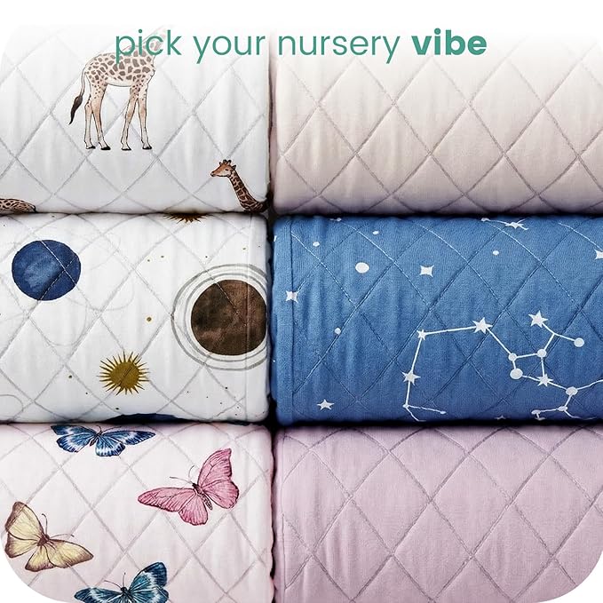 TotChill Light Quilted Changing Pad Cover 2 Pack, Soft Fitted Changing Table Covers for Baby Boys and Girls, Space Print