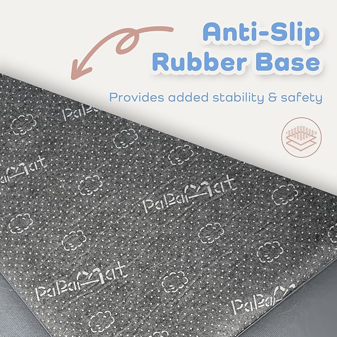 1.3" Thick Baby Bedside Floor Mat for Bedroom, Basic Padded Foam Soft Plush 28x72 Runner Rug with Non Slip Cushioned for Nursery Playroom (Light Grey)