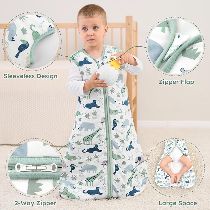 Yoofoss Baby Sleep Sack 18-24 Months, 1.5 Tog Baby Wearable Blanket with 2-Way Zipper, 100% Cotton Organic Fabric Winter Infant Sleeping Sack, Warm Soft Comfy