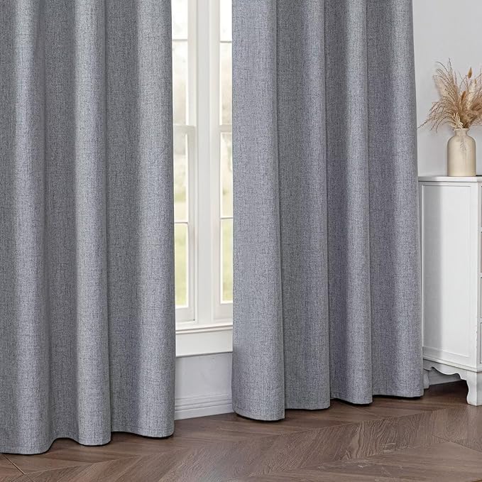 100% Blackout Curtains for Bedroom Room, Custom Curtains Blackout Thermal Insulated 1 Panel, Grommet Light Blocking Drapes for Bedroom Windows Luxury Decor(Custom Size,Light Grey