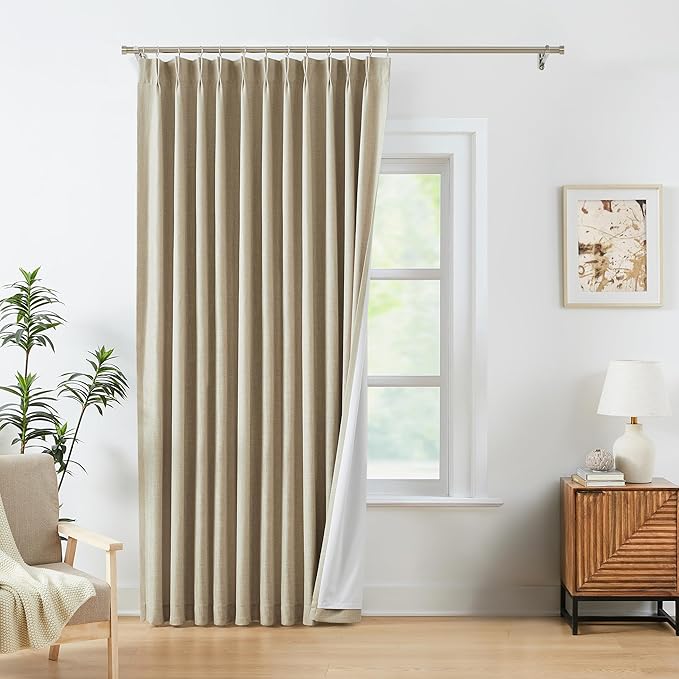 WEST LAKE Oatmeal Tan Bailey Pinch Pleated Full Blackout Curtain Panels for Bedroom Living Room,108 Inch French Pleat Room Darkening Drapes,Modern Window Treatment,Back Tabs,60" Wx108 L(Pack of 1)
