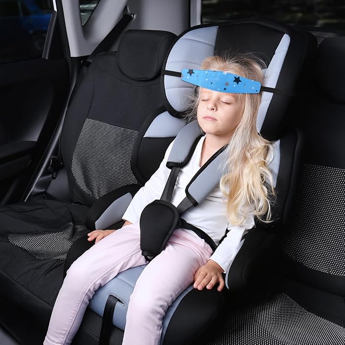 HESTYA 2 Pieces Baby Carseat Head Support Band Strap Headrest Stroller Seat Sleeping Headrest Neck Relief Head Strap Headband for Kids Children Toddler Infant(Star)