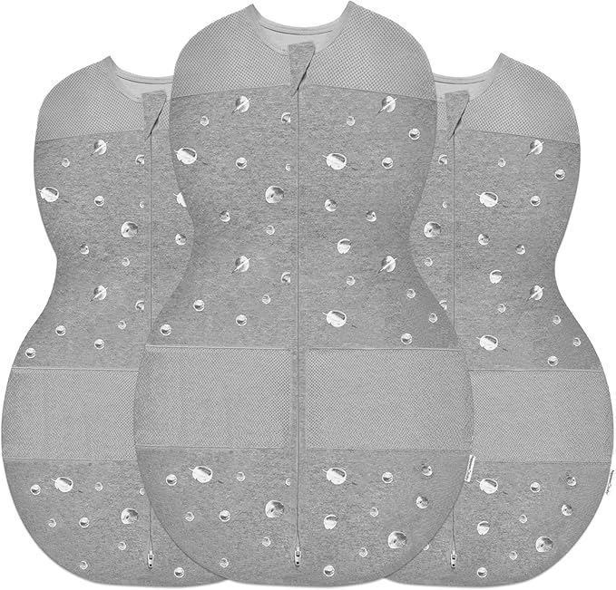 Happiest Baby Sleepea 5-Second Swaddle - 100% Organic Cotton Baby Swaddle Blanket - Doctor Designed Promotes Healthy Hip Development - 3-Pack Newborn Bundle (Graphite Planets, 2 x Small, 1 x Medium)