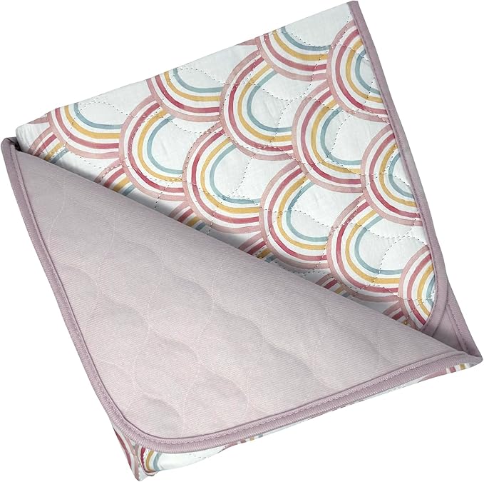 WOVENX Organic Incontinence Pads for Kids & Toddlers - 5 Layer Waterproof Protectors for Overnight Bed Wetting - Reusable & Washable Pee Pads - Fits Twin to Full Size Beds - 34" x 52" Rainbow