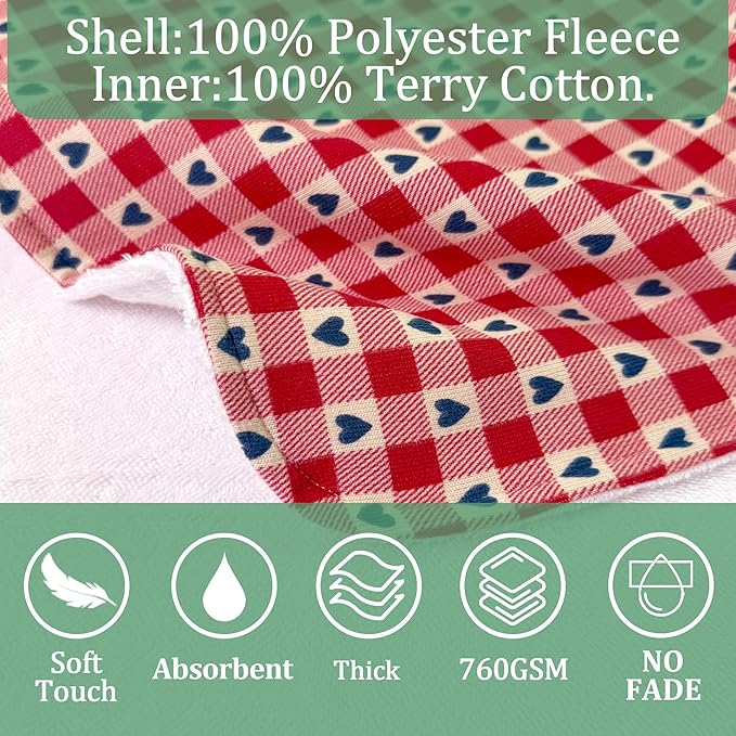 VOOVA & MOVAS Double-Layered Baby Hooded Bath Towel Poncho (2-4 Years, 20x21 Inches) | Ultra Soft & Absorbent Cotton | Thick Toddler Towel for Swimming, Beach, Shower & Winter,Heart