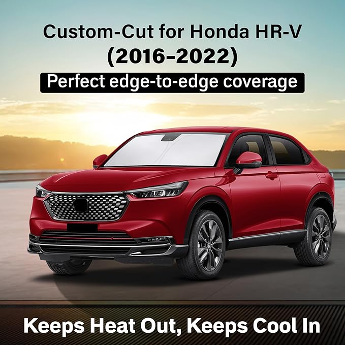 EcoNour Windshield Sun Shade Compatible for Honda HR-V 2016–2022 | SUV Front Window Sunshade | Foldable Sun Visor Protector | UV & Heat Blocking | Reduces Interior Heat