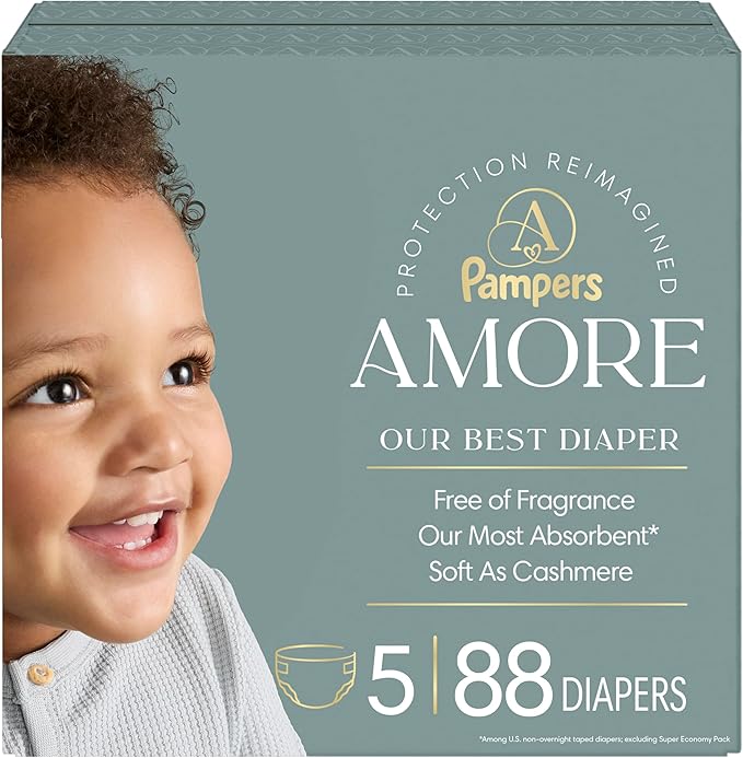 Pampers Amore, Size 5 (20-37 lbs), 88 Count, Our Best Diaper