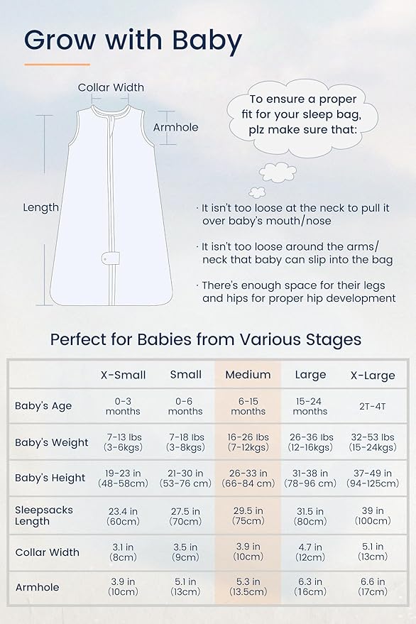 TotAha Sleep Sack 6-12-15 Months TOG 1.0, Infant Wearable Blanket Baby Sleeping Bag with 2-Way Safe Zipper for All Seasons