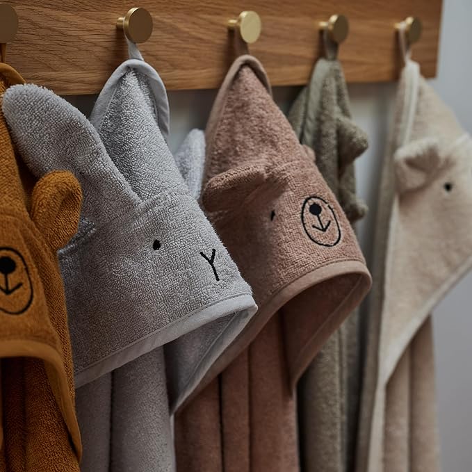 Baby Hooded Towel – Organic Cotton Baby Bath Towels – Baby Towels, Baby Bath Towels for Baby Boy, Baby Girl, 32" x 32" Super-Soft and Absorbent Baby Towels for Newborn (Rabbit - Pearl Grey)