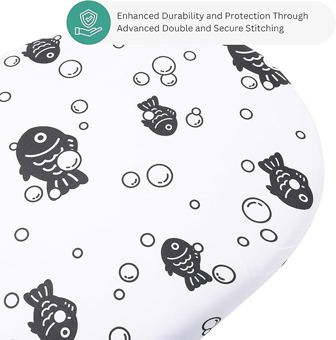 Bassinet Sheets for Baby Delight Snuggle Nest, Beside Me Doze, Snoo Smart, Fisher Price by TansyPanda, 3PC, 32 x 17 Inch, Ultra Soft, Breathable, Snug Fit, Unisex Boys, Girls (Ocean Fish)