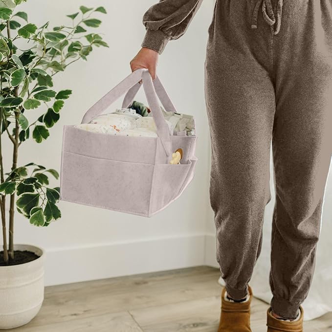 PUTSKA Baby Diaper Caddy Organizer - Nursery Storage Basket for Diaper Station, Baby Basket Shower Gift List and Registry Must-Have, Newborn Essentials, Nursery Decor for Boy or Girl - Mocha, Large