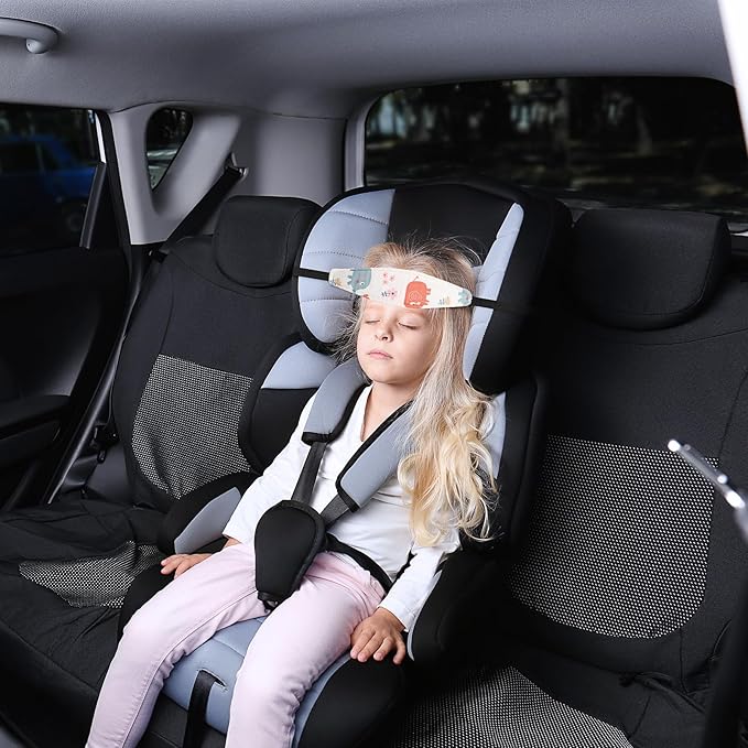 HESTYA 2 Pieces Baby Carseat Head Support Band Strap Headrest Stroller Seat Sleeping Headrest Neck Relief Head Strap Headband for Kids Children Toddler Infant(Elephant and Owl)