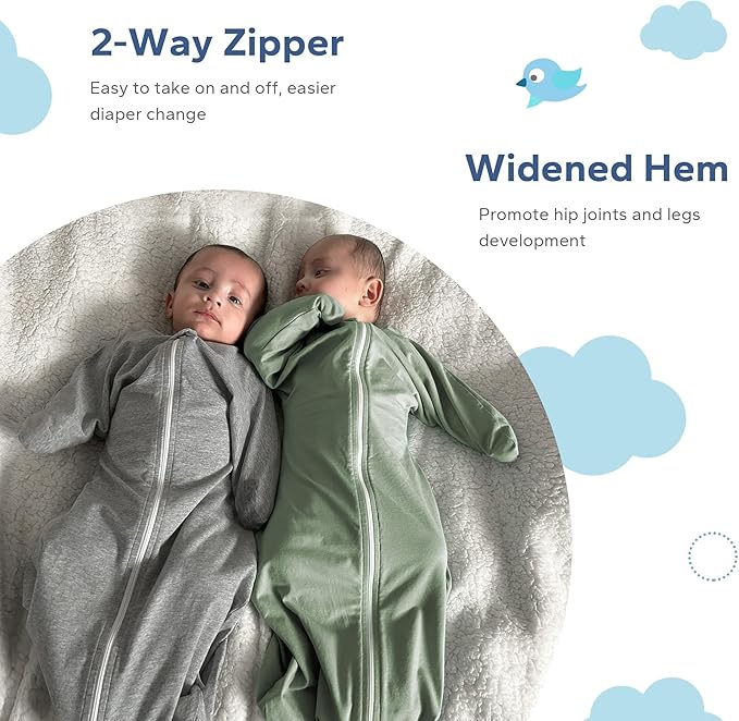 ZIGJOY Baby Transitional Swaddles for Newborns: 0.5 Tog Arms Up Sleep Sack 3-6-12 Months Soft Cotton Shark Fin 2 Way Zipper
