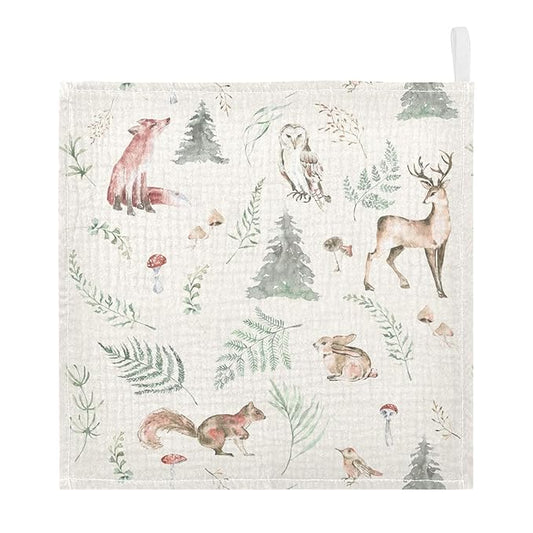vvfelixl Baby Muslin Washcloths Watercolor Forest Animals Baby Burp Cloths Cotton Baby Face Towel for Newborn Infants Boys Girls Soft and Absorbent 11.8 X 11.8 in, 3 Pack