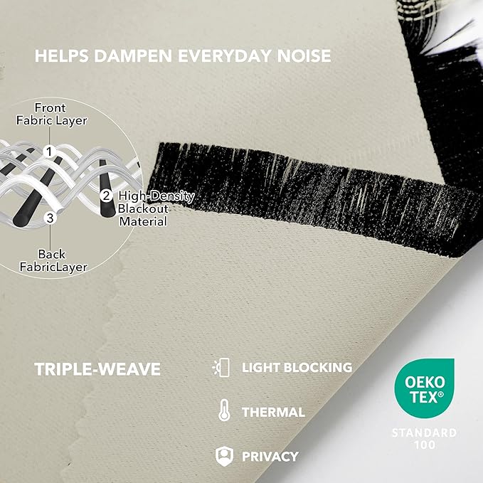 Deconovo Blackout Curtains, Thermal Insulated, W70 x L108 2 Panels, Back Tab, Machine Washable, Room-Darkening Drapes for Bedroom/Living Room Light Beige