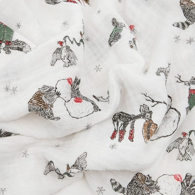 Little Unicorn Muslin Swaddle Blanket for Newborns & Infants | Soft & Breathable Fabric | Set of 3 Baby Blankets for Swaddling, Nursing, Shower Gifts (Snow Day)