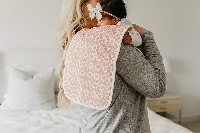 Copper Pearl Premium Baby Burp Cloths - 3-Pack Large Cotton Burp Cloths, Extra Soft Spit Up Rags with 3 Absorbent Layers, Perfect for Baby Girl Gifts (21" x 10" Size, Ferra Set)