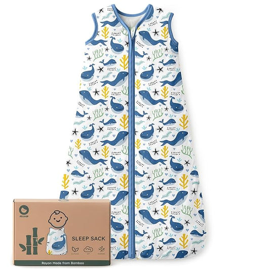 FILLEEP Baby Sleep Sack 0-6 Months Rayon Made From Bamboo 1.0 Tog Soft Wearable Blanket Baby Sleeping Bag for Infant Newborn 2-Way Zipper Toddler Sleep Sacks