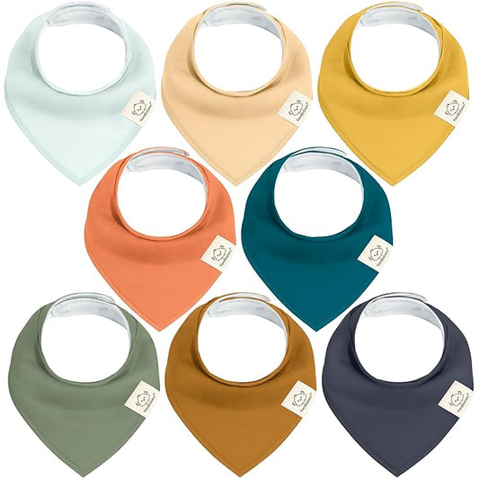 KeaBabies 8-Pack Organic Baby Bandana Bibs for Boys, Girls - Super Absorbent Triangle Baby Bibs for Drooling and Teething Infant, 100% Cotton Extra Soft for Newborn, Infant 0-36 Months (Eclipse)