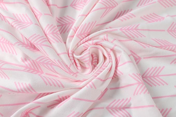 Onacosht Pink Bassinet Fitted Sheets 3 Pack for Baby Girl, Stretchy Soft Knitted Baby Sheet Set Universal for Oval Rectangle and Hourglass Bassinet Mattress, Arrow Star Stripe Printing