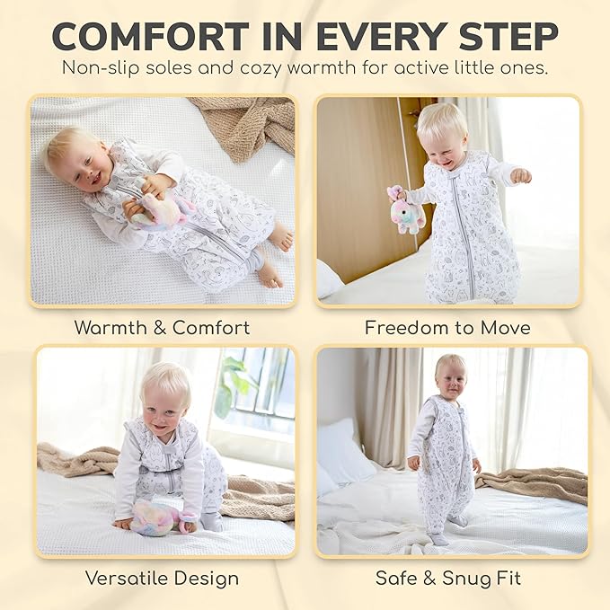 Mama Cheetah Toddler Sleep Sack with Feet, 1.0 TOG Organic Cotton Baby Wearable Blankets with Legs, Baby Sleeping Bag for Walkers, Early Walker 6-18 Month