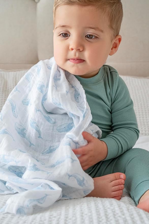 aden + anais Swaddle Blanket, 100% Organic Cotton Blankets for Girls & Boys, Baby Receiving Swaddles, Ideal Newborn & Infant Swaddling Set, 4 Pack, Oceanic