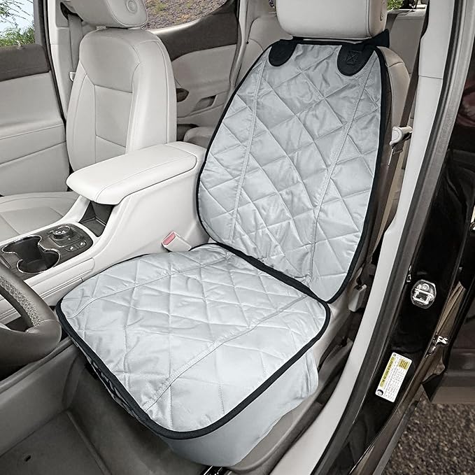 4Knines Car Seat Covers for Dogs – Durable Captains Seat & Front Seat Protector for Dogs, Waterproof, Non-Slip Car Seat Cover for Pets, Easy Install, Protects Vehicle from Dirt, Fur, Scratches (Grey)