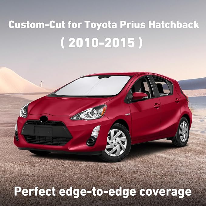 Econour Windshield Sunshade for Toyota Prius Hatchback 2010-2013 2014 2015, Sun Visor for Front Windshield & Window Sun Shade Cover, UV Heat Blocker & Protector, Car Accessories