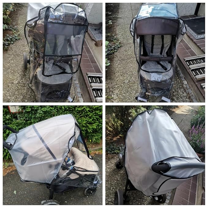 Stroller Rain Cover, Baby Stroller Rain Cover Universal Plastic Stroller Cover, Rain Cover for Stroller, Windproof and Waterproof with Waterproof Zip, Good Air Circulation, Food-Grade EVA Material
