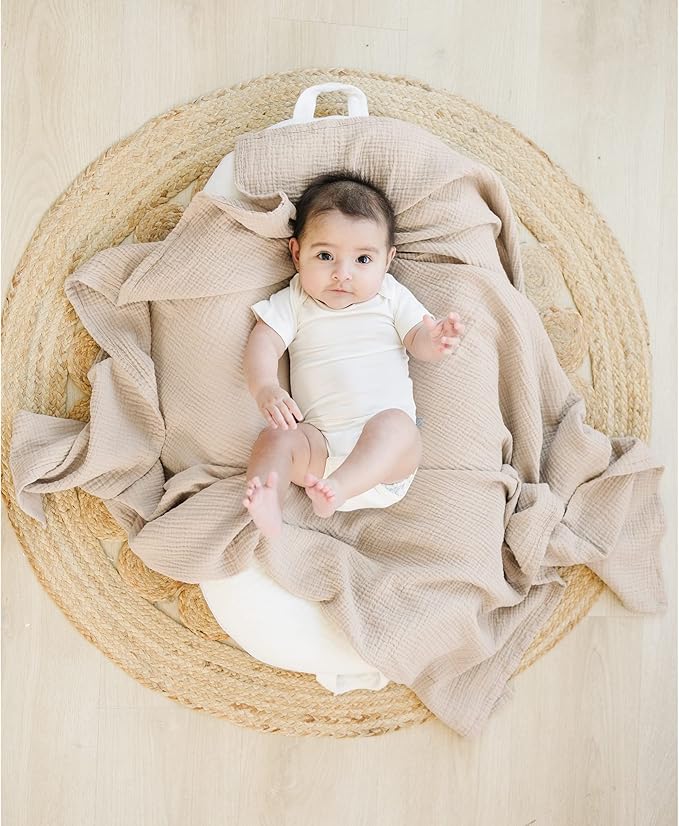 Konssy 3 Pack Muslin Swaddle Blankets for Unisex, Newborn Receiving Blanket, Large 47 x 47 inches, Soft Breathable Muslin Baby Swaddles for Boys & Girls