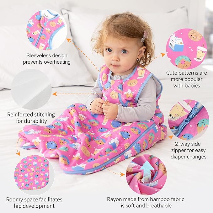 EasyFi Rayon Made from Bamboo Sleep Sack 6-12 Months Supersoft Toddler Sleep Sack 1.0 Tog Baby Wearable Blanket with 2-Way Zipper Unisex Sleeping Bag for Babies Toddler