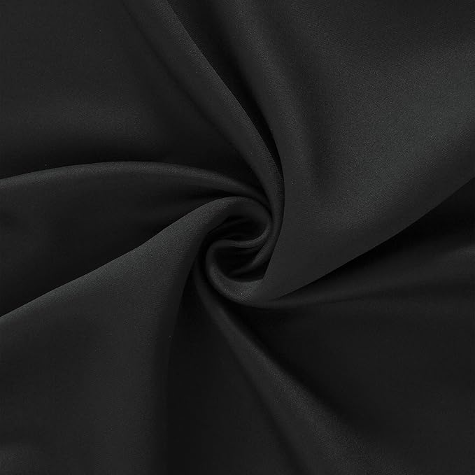 LEMOMO 100% Blackout Curtains 42 x 63 Inch Black Curtains 2 Panels Darkening Thermal Insulated Bedroom Curtains