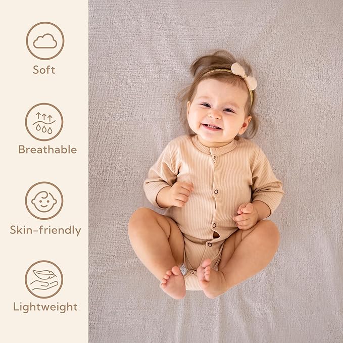 SOULFUL Muslin Crib Sheets for Boys Girls, 2 Pack Soft and Breathable Cotton Fitted Crib Sheets for Standard Crib Mattress (28"x 52", White & Mist Pink)