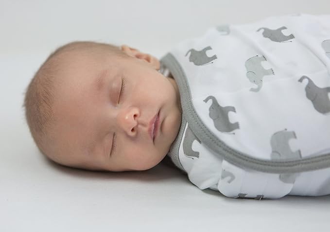 Amazing Baby Swaddle Blanket with Adjustable Wrap, Tiny Elephants and Confetti, Sterling, Small, 2 Count (Pack of 1)