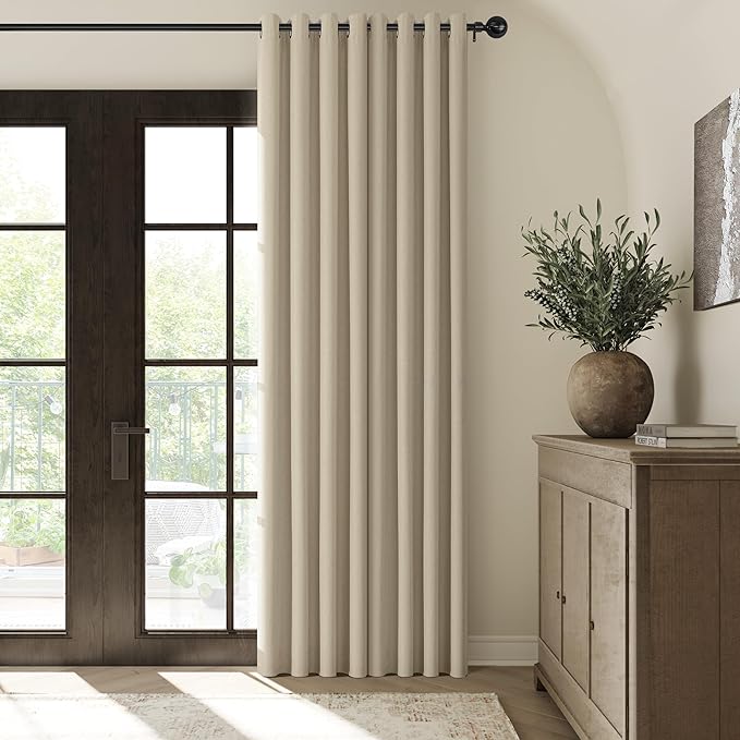 ChrisDowa 100% Blackout Natural Solid Solid Curtains 102 Inches Long 2 Panels for Bedroom Living Room,Farmhouse Room Darkening Thermal Insulated Soundproof Grommet Top Window Treatment Drapes,52x102
