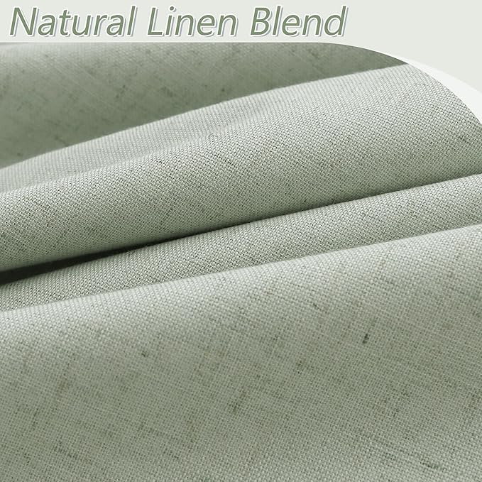Guken 100% Blackout Curtains 96 Inch Length 2 Panels Set for Living Room Bedroom Back Tab Thermal Insulated Black Out Linen Drapes Room Darkening Window Curtains 96 Inches Long,Mist Sage