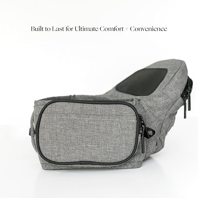 Tushbaby Original Hip Seat Baby Carrier for Babies & Toddlers up to 45 lbs, Safety Certified, Lightweight No-Foam Design with Storage & Nursing Support, Grey