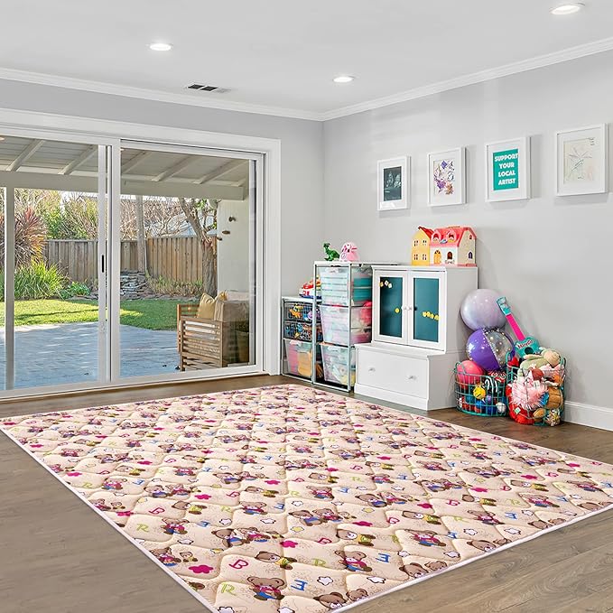 Baby Play Mat - 79" X 71",Premium Thicker Foam One-Piece Machine Washable, Extra Large Anti-Slip Soft Cushioning Foam Playmats for Babies and Toddlers, Foldable Baby Crawling Mat for Playpen