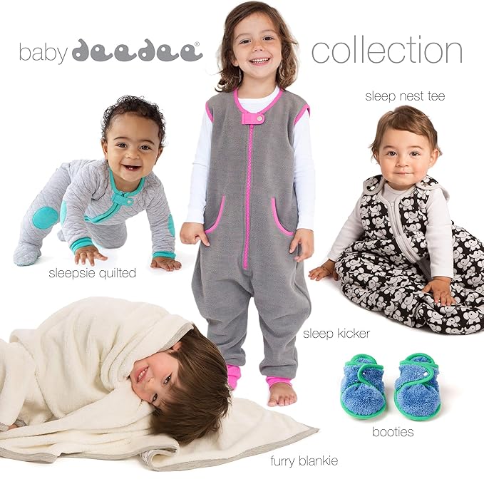 Baby Deedee 100% Cotton Sleeping Sack, Baby Sleeping Bag Wearable Blanket, Sleep Nest Lite, Infant and Toddler, Heather Gray Lime, Large (18-36 Months)