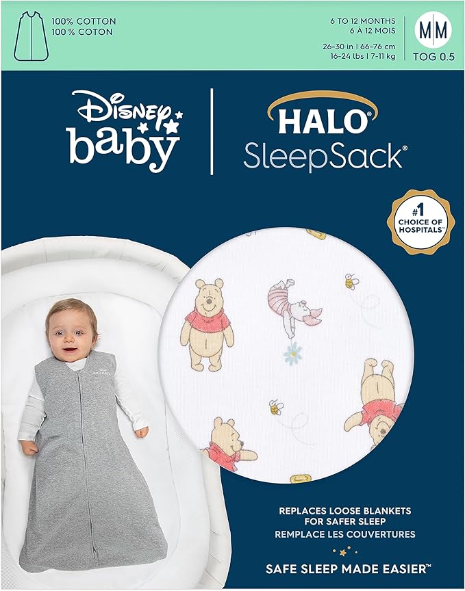 HALO Sleepsack, 100% Cotton Wearable Blanket, Swaddle Transition Sleeping Bag, TOG 0.5