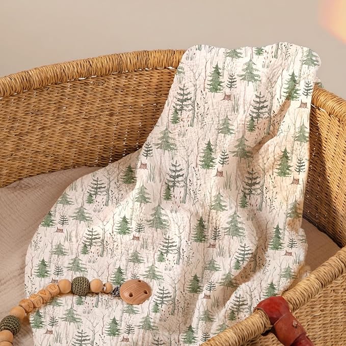 lulumoon Baby Bassinet Sheets Muslin: Cotton Bedside Bassinet Sheets Forest for Boys - Fitted for Bedside Sleeper Mattress