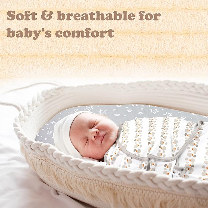 Bublo Baby Swaddles for Newborns – 3-Pack Infant Swaddles 0-3 Months – Adjustable Newborn Swaddle Sleep Sack – Soft Organic Cotton Baby Wrap for Safe & Cozy Sleep