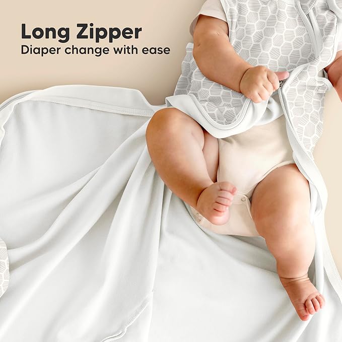 2-Pack Organic Baby Sleep Sacks, 100% Cotton - Soft & Breathable 0.5TOG Baby Wearable Blanket,Toddler Sleeping Sack 6-18 months,Easy to Wear Transitional Swaddles for Newborns,Infants (Bumble Bear, M)