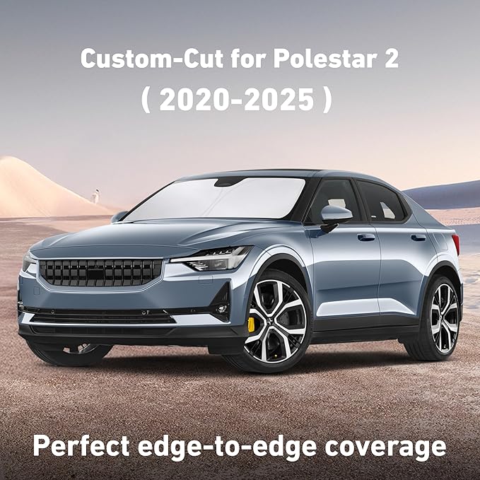 Econour Windshield Sunshade for Polestar 2 2020-2023 2024 2025, Sun Visor for Front Windshield & Window Sun Shade Cover, UV Heat Blocker & Protector, Car Accessories