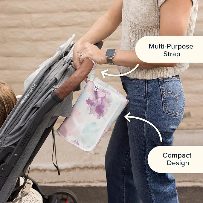 Tiny Twinkle Portable Diaper Changing Pad | Waterproof, Wipeable & Compact Baby Changing Pad for Travel | Smart Wipes Pocket & Organized Storage| Newborn Shower Gift (Luna)