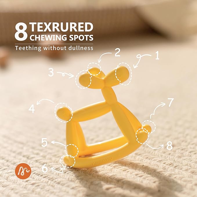 Teething Toy for Baby 0-6, 12, 18 Months Infant, Jellydog Never Drop Food Grade Silicone Rocking Teether, Prevent Choking & Odorless, Less Dust and Hair Adhesion, Baby Gift, Mint Green