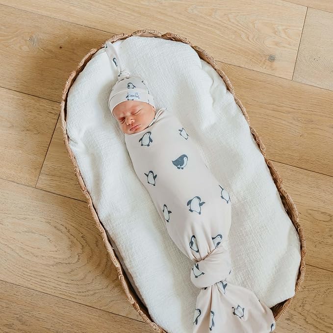 Copper Pearl Penguins Knit Blanket Single
