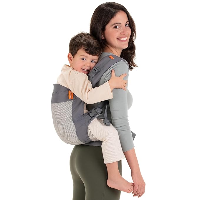 Beco Toddler Carrier (20-60 lbs) with Breathable 3D Mesh & Extra Wide Seat - Front-Carry & Backpack Style - Lightweight Sling Carrier for Children from 18months - Cool Dark Grey