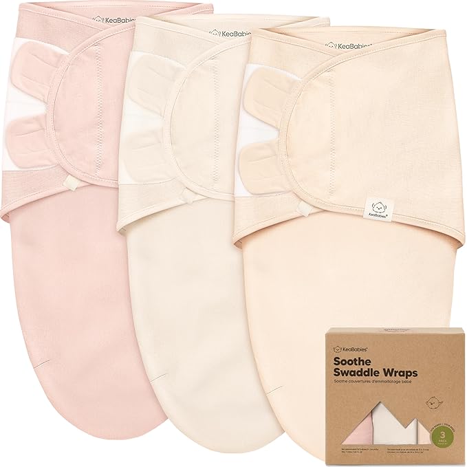 3-Pack Organic Baby Swaddle Sleep Sacks - Swaddles for Newborns, Infant 0-3 Months, Baby Girls, Boys, Soft & Snug Newborn Sleep Sack, Nursery Swaddling Blankets (Angelic)