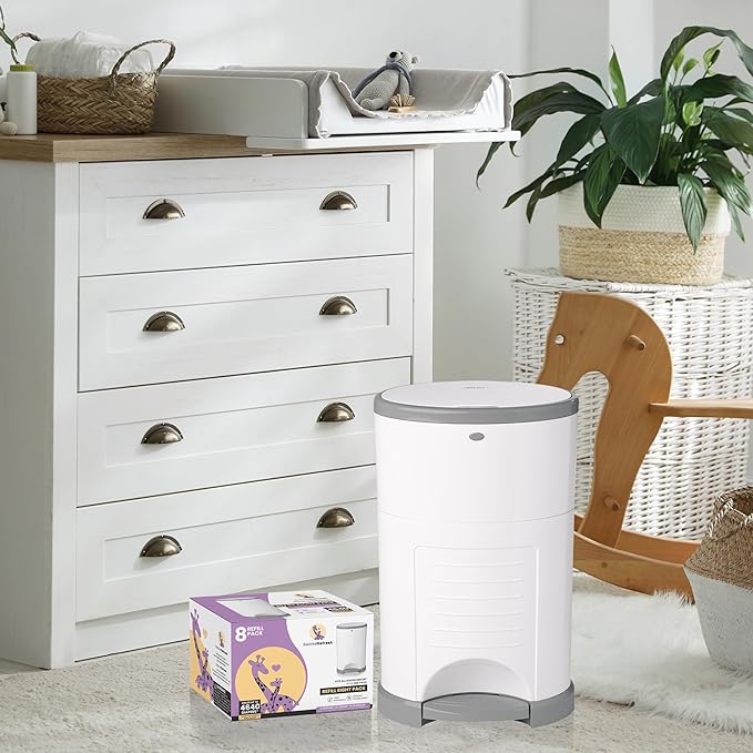 BabiesRefresh Refills Compatible with DEKOR PLUS Diaper Pail Refills | 8 Pack | Diaper Pail Odor Eliminator| Fresh Powder Scent | Each Diaper Bag Refill Holds up to 4640 Diapers | Diaper bin refill